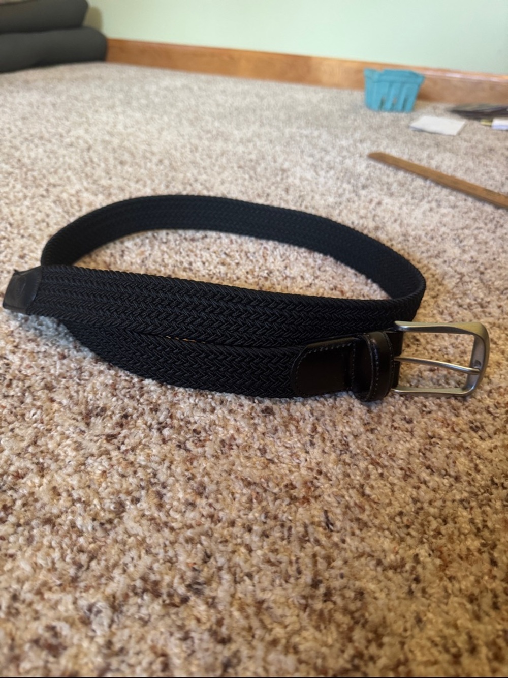Medium Rhoback Black Braided Stretch Belt with Leather Accents